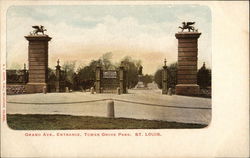 Grand Ave., Entrance, Tower Grove Park Postcard