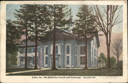 The Moravian Church and Parsonage Postcard