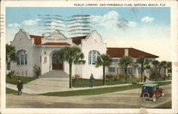 Public Library and Peninsula Club Postcard