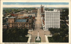 Main Street from Top of State Capitol Postcard