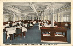 Main Dining Room of the Great Ship Seeandbee, C & B Line Cleveland, OH Postcard Postcard Postcard