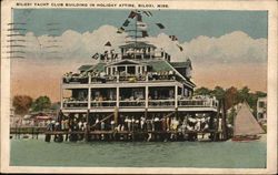 Biloxi Yacht Club Building In Holiday Attire Postcard