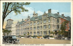 University of Detroit and St Paul's Church Michigan Postcard Postcard Postcard