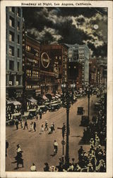 Broadway at Night Los Angeles, CA Postcard Postcard Postcard