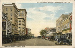 Central Avenue Looking West St. Petersburg, FL Postcard Postcard Postcard