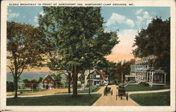 Along Broadway in Front of Northport Inn, Northport Camp Grounds Postcard