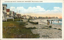 Cottages and Beach, Looking East, Webhannet Wells Beach, ME Postcard Postcard Postcard