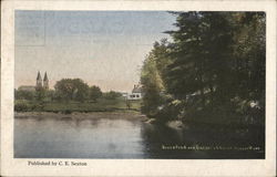 Bruce Pond and Catholic Church Hudson, MA Postcard Postcard Postcard