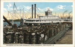 Unloading Cotton from Mississippi River Steamboats New Orleans, LA Postcard Postcard Postcard