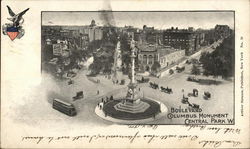 Boulevard, Columbus Monument, Central Park West New York, NY Postcard Postcard Postcard