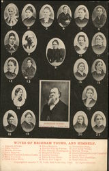 21 Wives of Brigham Young and Himself Postcard