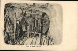 Drills at Work in Tunnel Postcard