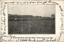 (X) Shows Spot Where John Jetty Was Killed, Verdi's Shack to the Right Auburn, NY Postcard Postcard Postcard