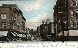 Main Street from School and High Streets Brockton, MA Postcard Postcard Postcard