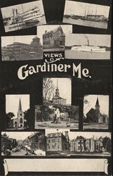 Views of Gardiner Maine Postcard Postcard Postcard