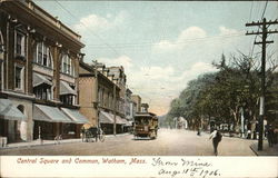 Central Square and Common Waltham, MA Postcard Postcard Postcard