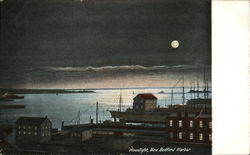 Moonlight, New Bedford Harbor Massachusetts Postcard Postcard Postcard