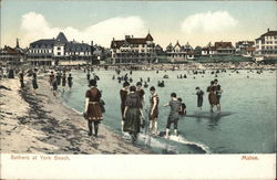 Bathers and Hotels York Beach, ME Postcard Postcard Postcard