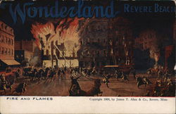 Fire and Flames - Wonderland Revere Beach, MA Postcard Postcard Postcard