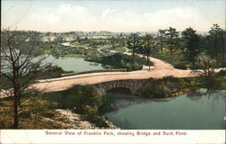 General View of Franklin Park, Showing Bridge and Duck Pond Boston, MA Postcard Postcard Postcard