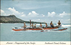 Hawaii - Playground of the Pacific Outrigger Canoe Postcard