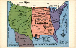 Alabama - The True Map Of North America Postcard