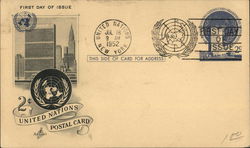 United Nations New York First Day of Issue July 18, 1952 Postcard