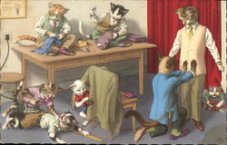 Cat at Tailor Shop Dressed Animals Postcard Postcard Postcard