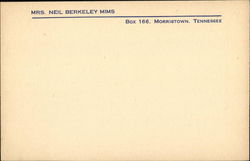 Private Mailing Card - Mrs. Neil Berkely Mims Postcard