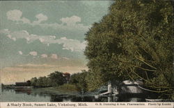 A Shady Nook, Sunset Lake Vicksburg, MI Postcard Postcard Postcard