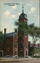 City Building and Dyer Library Saco, ME Postcard Postcard Postcard