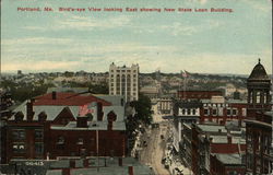 Bird's-Eye View Looking East, Showing New State Loan Building Portland, ME Postcard Postcard Postcard