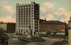 Monument Square Showing Soldiers' Memorial and Fidelity Building Postcard