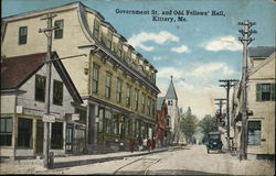 Government St. and Odd Fellows' Hall Kittery, ME Postcard Postcard Postcard