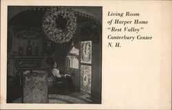 Living Room of Harper Home "Rest Valley" Canterbury Center, NH Postcard Postcard Postcard