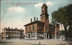 Opera House and Claremont National Bank Postcard