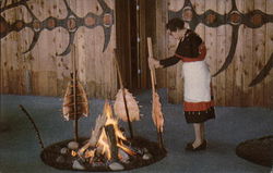 Baking Fresh King Salmon on Cedar Sticks Postcard