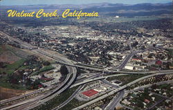 A Panoramic Aerial View of Walnut Creek Freeway Interchange California Postcard Postcard Postcard