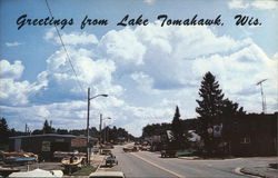 Main Street Lake Tomahawk, WI Postcard Postcard Postcard