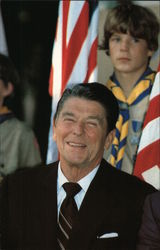 Ronald Reagan with Boy Scouts in PA Micheal Evans Postcard Postcard Postcard