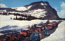 Cars on Logan Pass Montana Glacier National Park Postcard Postcard Postcard