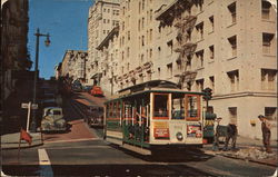 Street Scene With Tram Car in Foreground Postcard