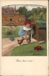 A Girl Hugging Her Dog Postcard