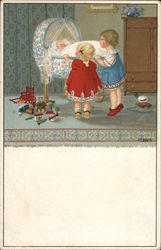 Two Kids and a Infant Children Postcard Postcard