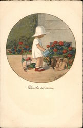 Douche Écossaise - Child Showering Dolls With Watering Can Children Postcard Postcard