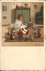 Girl Reading To Dolls Girls Postcard Postcard