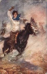 A Woman Riding on a Horse Cowboy Western Postcard Postcard