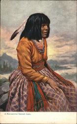 An Indian Woman Sitting on a Rock Postcard