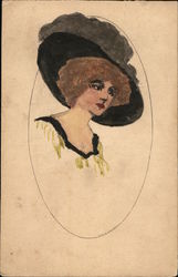 A Woman with a Big Hat Postcard