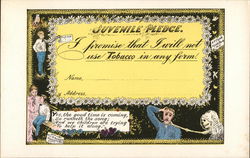 Juvenile Pledge To Not Use Tobacco with Anti-Tobacco Drawings Social History Postcard Postcard